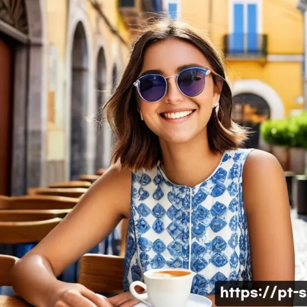 통계분석 도구 비교 및 선택 방법 - **Prompt:** "A young woman in her early 20s, sitting at a cafe table in Lisbon, Portugal. She's wear...