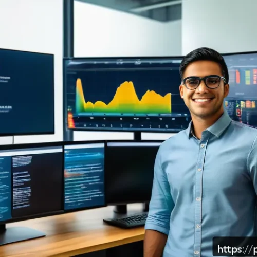 Home 28 통계분석 실무와 이론의 차이 - A modern data analyst workspace in a Brazilian office, featuring a young professional wearing busine...
